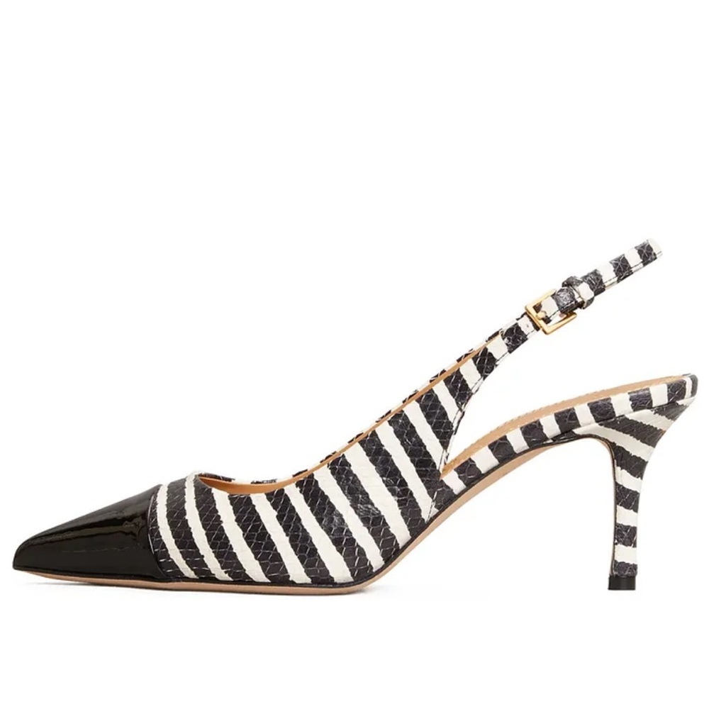NEW Tory Burch Black and White Penelope 65mm Cap Toe Slingback Pump - Picture 5 of 5